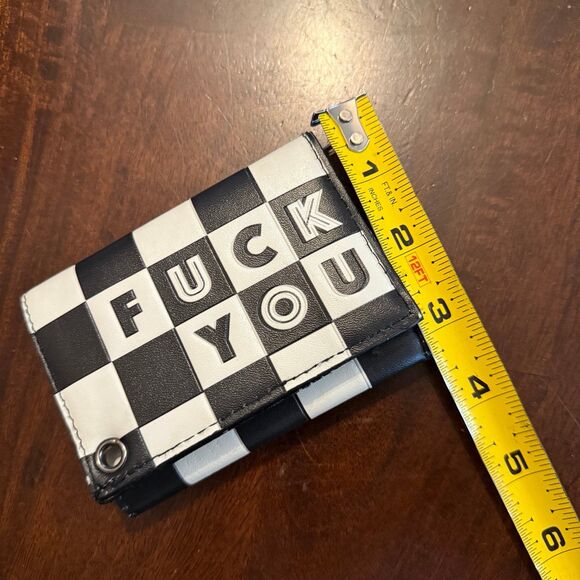 Black & White Checkerboard Statement Wallet Snap Closure - Picture 4 of 7